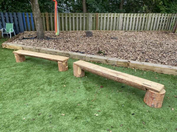 School bench, forest school, playground, timber, wooden, natural play, products