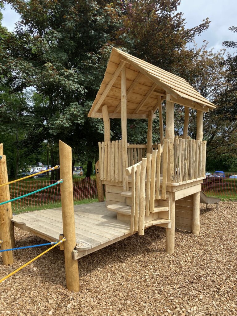 natural play, climbing frame, playhouse, platform, slide