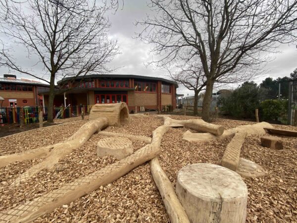 natural play, playground, logs, play, forest school, balance, equipment