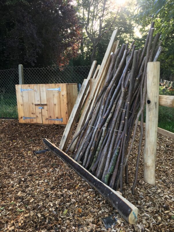 Den building, materials, store, forest school, early years