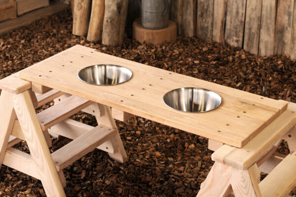 mud kitchen worktop, modular mud kitchen, wooden, hardwood, fsc, natural play, equipment