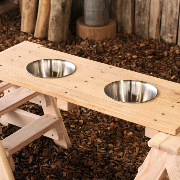 mud kitchen worktop, modular mud kitchen, wooden, hardwood, fsc, natural play, equipment