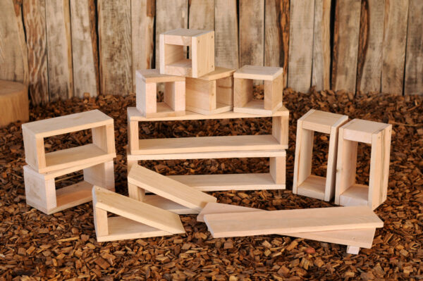 hollow blocks, natural play, forest school, nursery