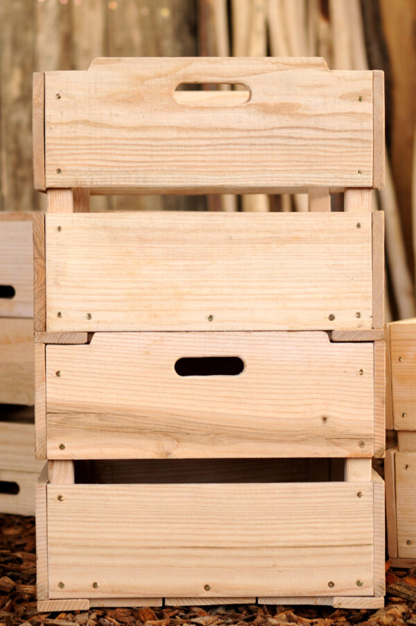 wooden, crate, box, stackable, natural play, storage, small world, early years, mud, kitchen