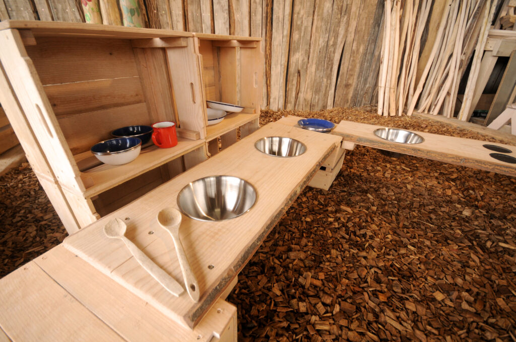 modular, crate mud kitchen, natural play, small world