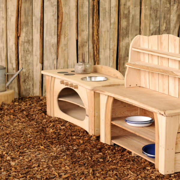 mud kitchen, early years, nursery, forest school, small world, wooden, outdoor, indoor, kitchen